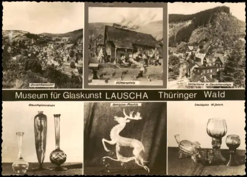 Lauscha DDR Mehrbild-AK Museum für Glaskunst Thüringer Wald 1965