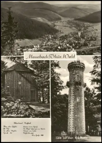 Manebach-Ilmenau DDR Mehrbildkarte u.a. mit Turm auf dem Kickelhahn 1968