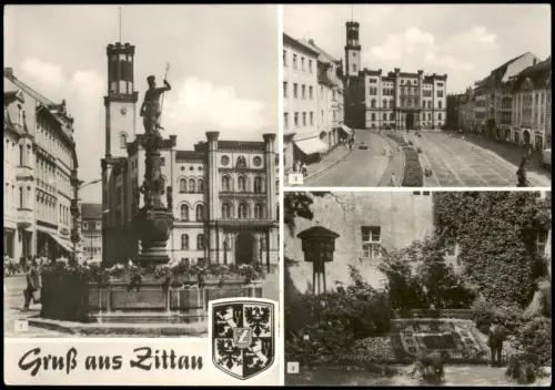 Ansichtskarte Zittau DDR Mehrbildkarte mit 3 Stadtteilansichten 1980/1979