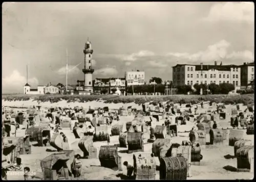 Warnemünde-Rostock Strandleben zur DDR-Zeit mit Leuchtturm 1957