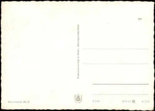 Ansichtskarte Wernigerode Rathaus zur DDR-Zeit 1960