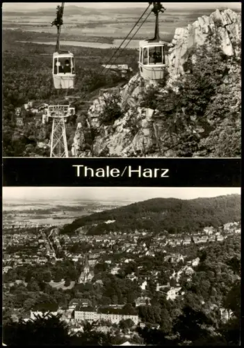Ansichtskarte Thale (Harz) Personenschwebebahn DDR-Zwei-Bild-Karte 1971