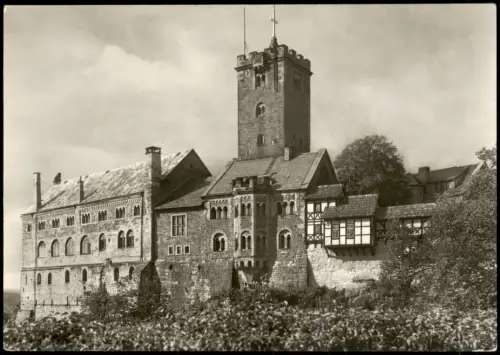 Eisenach Blick auf die Burg von Osten  Fotokarte her 1977