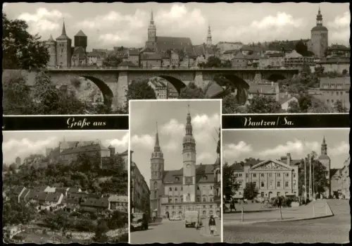 Ansichtskarte Bautzen Budyšin DDR Mehrbild-AK mit Stadtteilansichten 1966