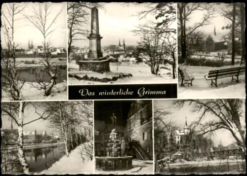 Ansichtskarte Grimma DDR Mehrbild-AK mit 6 Ortsansichten 1967