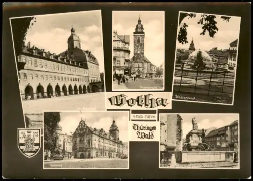Ansichtskarte Gotha DDR Mehrbildkarte Ortsansichten u.a. Wasserkunst 1963