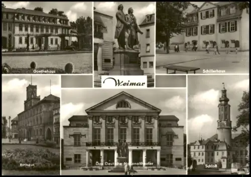 Weimar DDR Mehrbildkarte u.a. mit Goethehaus Schillerhaus Rathaus 1972