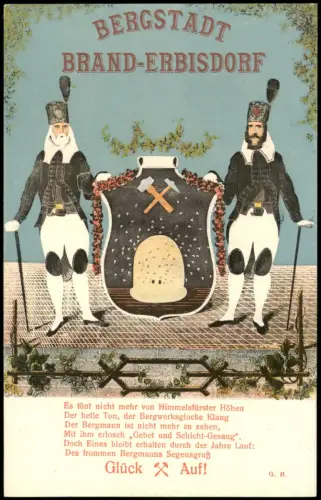 Ansichtskarte Brand-Erbisdorf Glück Auf! Bergwerk Bergbau Motiv 1915