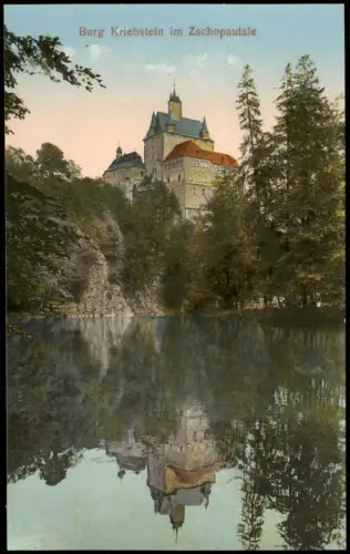 Ansichtskarte Kriebstein Burg Kriebstein im Zschopautale Teich 1913