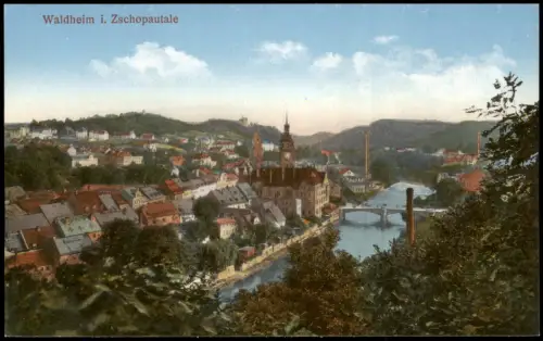 Ansichtskarte Waldheim (Sachsen) Blick über die Stadt - Brücken 1913