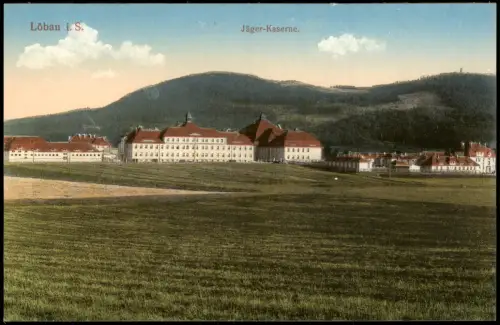 Ansichtskarte Löbau Jäger-Kaserne. und Löbauer Berg 1914