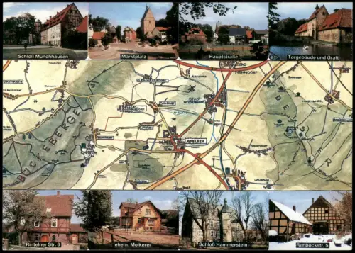 Apelern Mehrbildkarte mit Ortsansichten u. Umgebung-Landkarte 1994