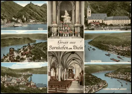 Bornhofen-Kamp-Bornhofen Mehrbildkarte Gruss aus Bornhofen am Rhein 1960