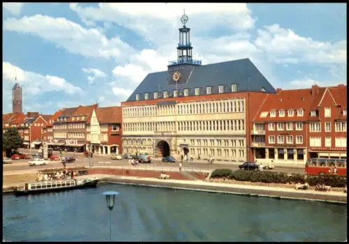 Ansichtskarte Emden Partie am Rathaus 1970