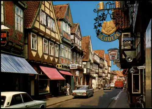 Celle Neue Straße, Geschäfte, Lokale, Autos u.a. alter Mercedes 1970