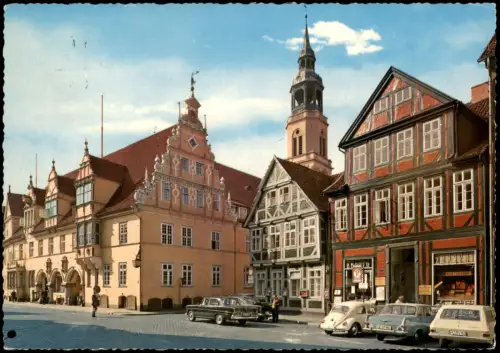 Ansichtskarte Celle Rathaus und Stadtkirche, VW Käfer 1965