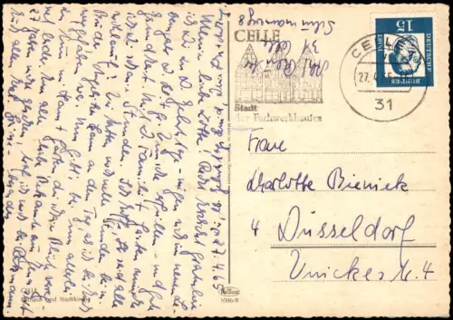 Ansichtskarte Celle Rathaus und Stadtkirche, VW Käfer 1965