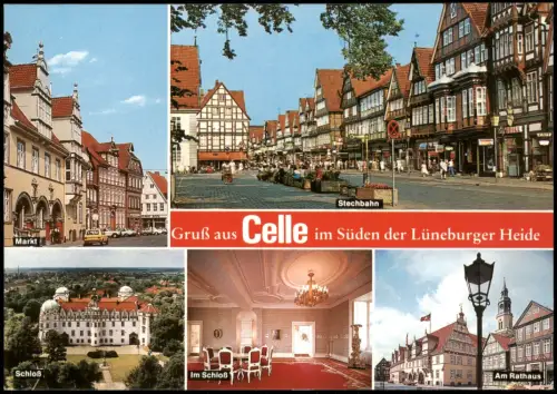 Ansichtskarte Celle Mehrbildkarte mit Markt CAFE Stechbahn Schloss uvm. 1983