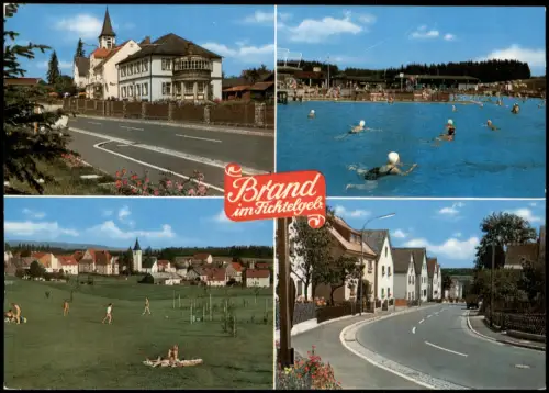 Brand (Oberpfalz) Mehrbildkarte  u.a. Freibad, Strassen-Ansichten 1980