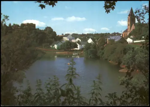 Ulmen (Eifel) Ortsansicht mit Teich/Weiher Ort i.d. Vulkan-Eifel 1990