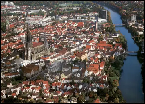 Ulm a. d. Donau Luftbild Fliegeraufnahme Innenstadt mit Münster 1990
