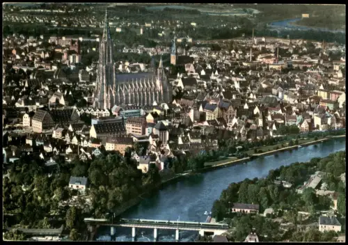 Ansichtskarte Ulm a. d. Donau Luftbild Innenstadt vom Flugzeug aus 1960
