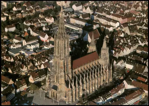 Ulm a. d. Donau Luftbild spätgotisches Münster vom Flugzeug aus 1980