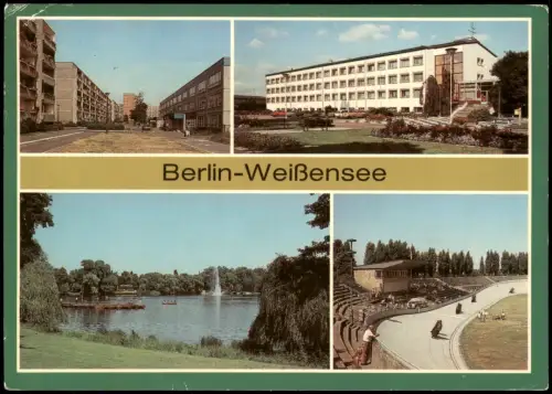 Ansichtskarte Weißensee-Berlin 3 Bild Straßen Stadion Park 1986