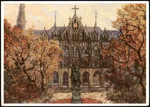 Ansichtskarte Dresden Kreuz-Gymnasium Künstlerkarte 1929