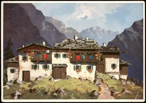 Ansichtskarte  Künstlerkarte Gemälde J. Hecker Jm Stanzertal 1941