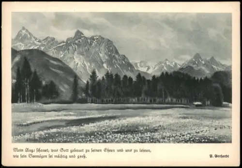Künstlerkarte Röder & Gerhardt Stimmungsbild Berg-Landschaft 1943