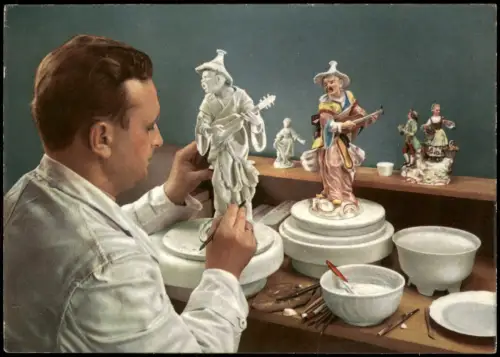 Meißen Porzellan-Manufaktur Bossierer Handarbeit zur DDR-Zeit 1968