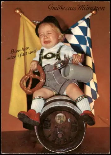 München Bien her ,oder i fall um! Kind mit Bierkrug und Brezn schreiend 1997