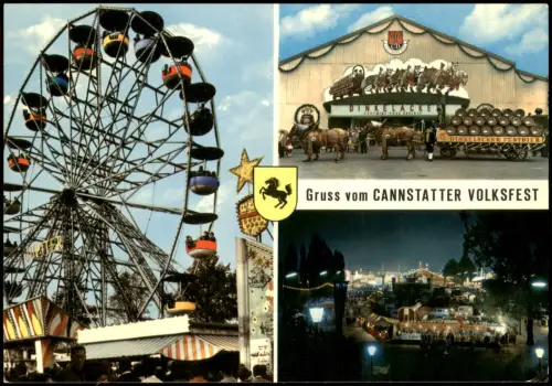 Cannstatt-Stuttgart Gruss vom CANNSTATTER VOLKSFEST Riesenrad, Bierzelt 1970