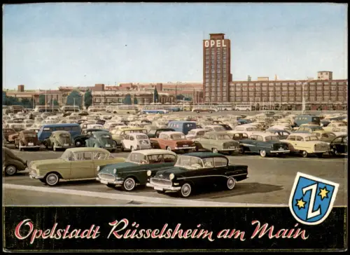 Rüsselsheim Opelstadt Opel-Werke Autos Parkplatz Auto-Fabrik 1960