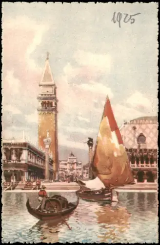 Cartoline Venedig Venezia La Piazzetta dalla Laguna (Künstlerkarte) 1920