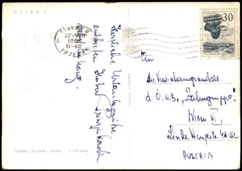 Postcard Rijeka Fiume/Reka Hafen Schiffe 1961