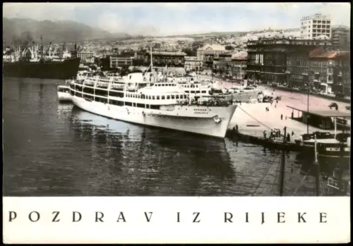 Postcard Rijeka Fiume Hafen Schiff  Anlegestelle 1968   mit 2-Staaten-Frankatur