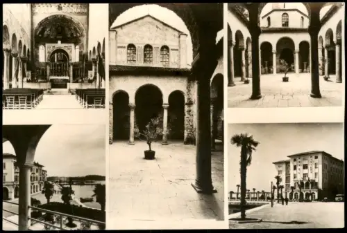 Porec Parenzo Mehrbildkarte mit 5 Orts- bzw. Gebäude-Ansichten 1960