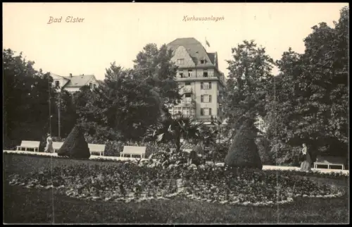 Ansichtskarte Bad Elster Kurhausanlagen Park 1916