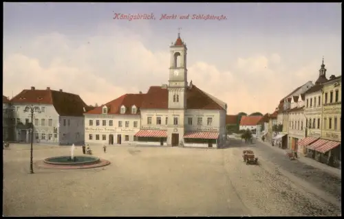 Ansichtskarte Königsbrück Kinspork Markt und Schloßstraße. 1910
