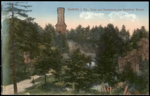 Ansichtskarte Rochlitz Turm und Steinbrüche des Rochlitzer Berges. 1913