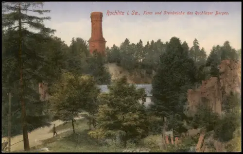 Ansichtskarte Rochlitz Turm und Steinbrüche des Rochlitzer Berges. 1913