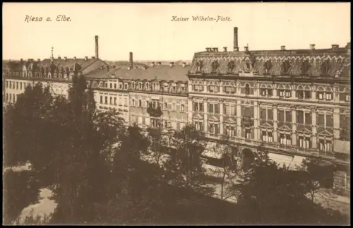 Ansichtskarte Riesa Kaiser-Wilhelm-Platz - Seitenansicht 1913