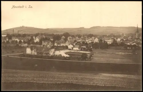 Ansichtskarte Neustadt (Sachsen) Stadt Fabrik Fernblick Dampflokomotive 1913