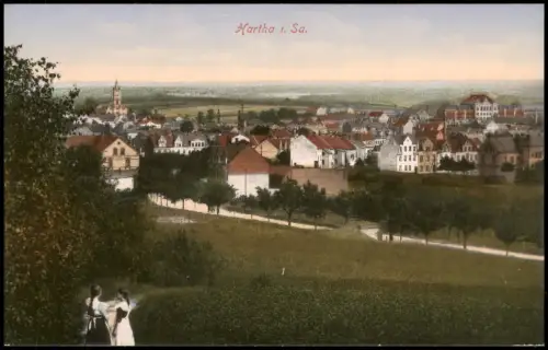 Ansichtskarte Hartha Blick vom Ortsrand auf die Stadt 1913