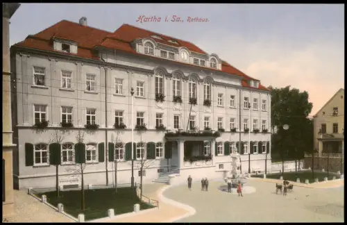 Ansichtskarte Hartha Partie am Rathaus 1924