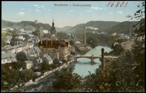 Ansichtskarte Waldheim (Sachsen) Blick über die Stadt 1913