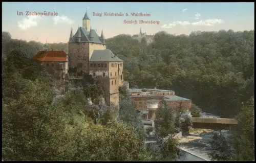 Ansichtskarte Kriebstein Burg Kriebstein b. Waldheim Schloß Ehrenberg 1913