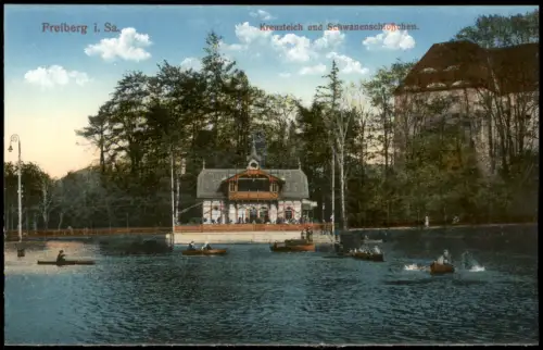 Ansichtskarte Freiberg (Sachsen) Kreuzteich 1914